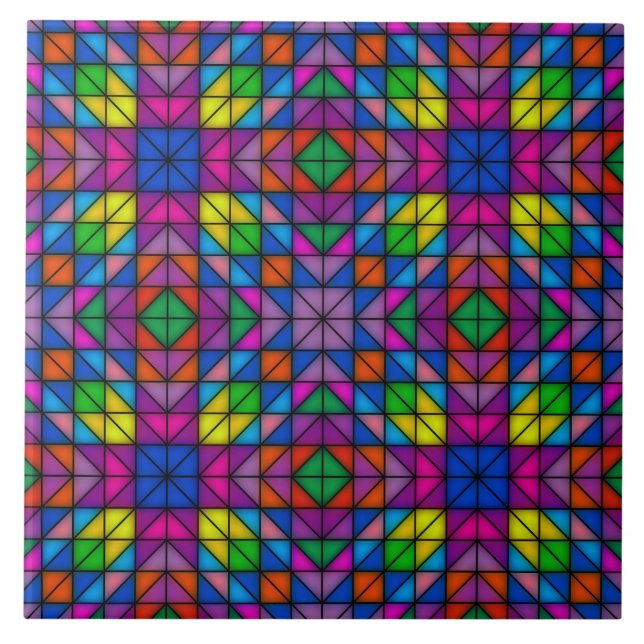 Cheerful Colourful Geometrics Tile (Front)