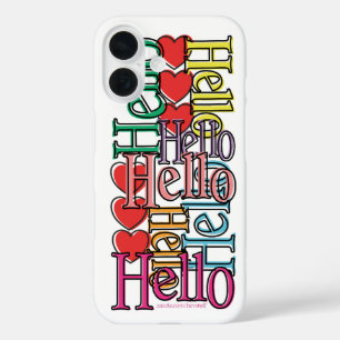 Cheerful Colourful "Hello, Hello"Typography Design iPhone 16 Case