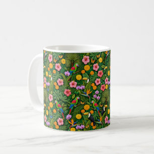 Cheerful Colourful Jungle Birds Tropical Flowers Coffee Mug