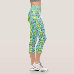 Cheerful Colourful Multi Colour Pattern Capri Leggings