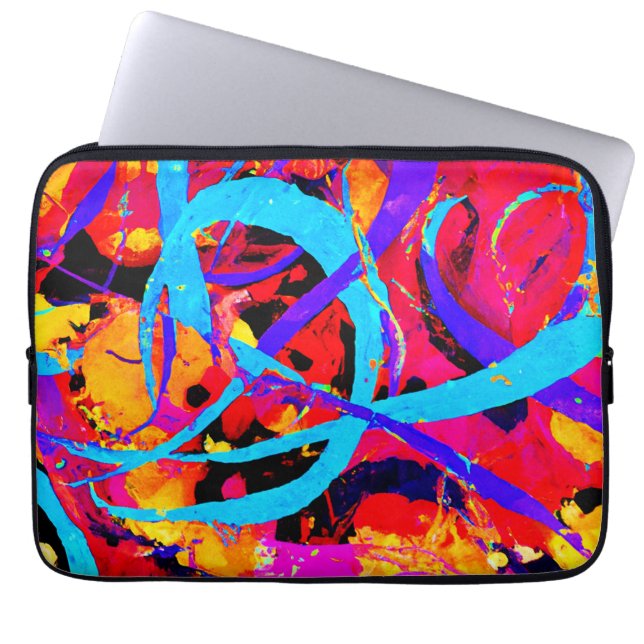 Cheerful Colourful Pattern Play Laptop Sleeve (Front)