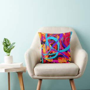 Cheerful Colourful Pattern Play Throw Pillow