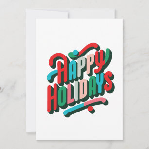 Cheerful Colourful Typographic Happy Holidays Holiday Card