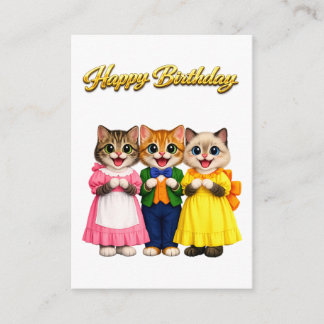 Cheerful Colourful Victorian Style Kittens Birthda Enclosure Card