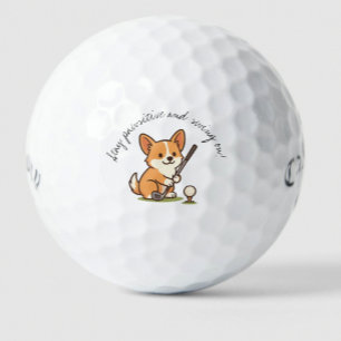 Cheerful Corgi 'Stay Pawsitive and Swing On!' Fun Golf Balls