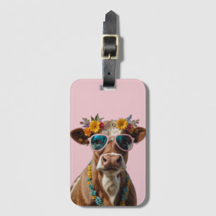 Cheerful Cow With Sunglasses  Luggage Tag