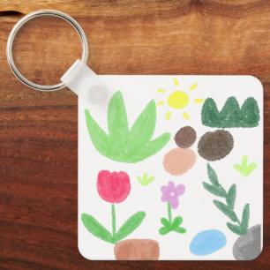 Cheerful Crayon Garden Floral Gift Keychain