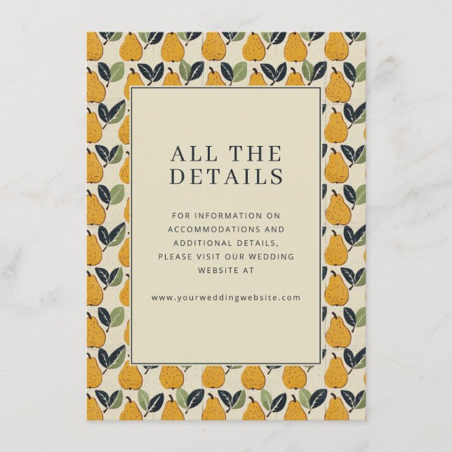 Cheerful Cream Pear Illustration Border Enclosure Card (Front)