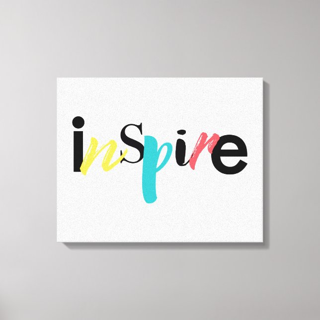 Cheerful, creative, modern typography of Inspire Canvas Print (Front)