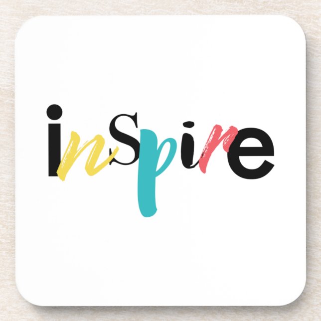 Cheerful, creative, modern typography of Inspire Coaster (Front)
