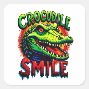 "Cheerful Crocodile Smile – Fun and Whimsical Square Sticker
