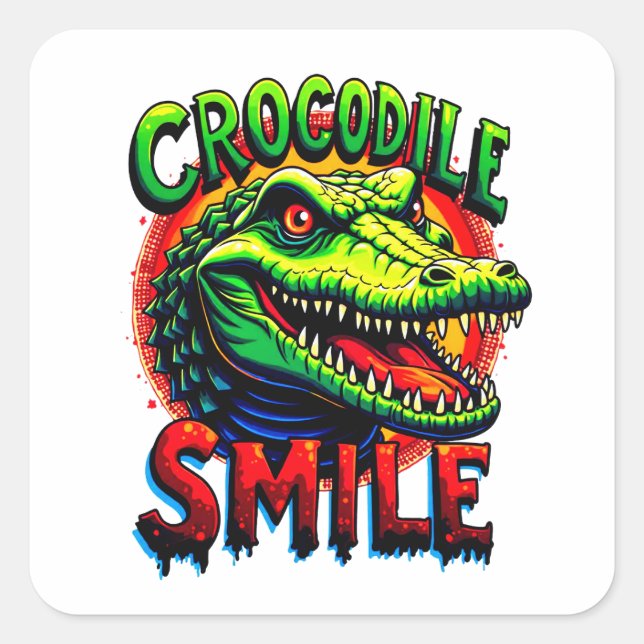 "Cheerful Crocodile Smile – Fun and Whimsical  Square Sticker (Front)