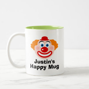 Cheerful custom kid's mug with happy clown face