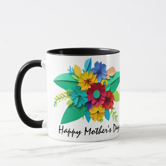 Cheerful Cut Paper Bouquet Mug (Left)