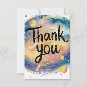 Cheerful Cute Meteor Celestial Thank You Card