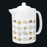 Cheerful Cute Weather Icon Pattern<br><div class="desc">Adorable illustrated weather icons pattern with clouds, rainbows, smiling sun and moon and stars.</div>