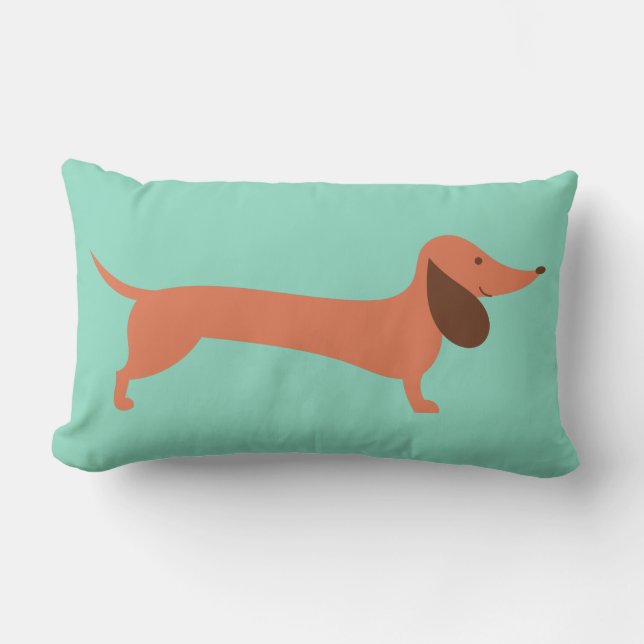 Cheerful Dachshund Lumbar Pillow (Front)