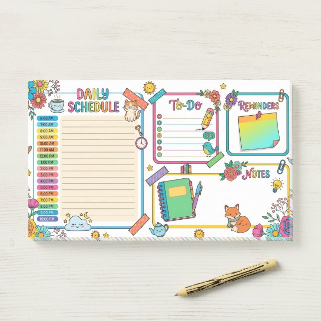 Cheerful Daily Planner Post-it Notes (On Desk)