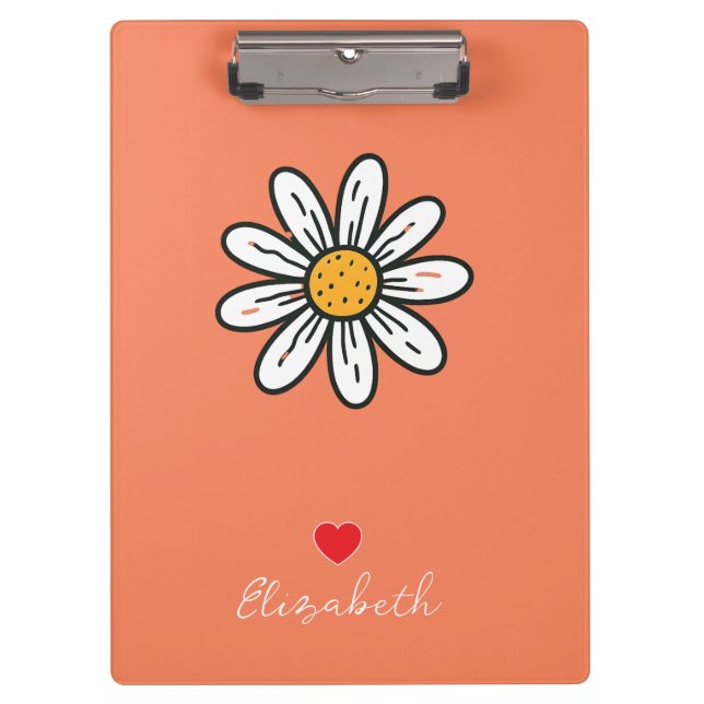 Cheerful Daisy Illustration – Cute Retro Design Clipboard (Front)