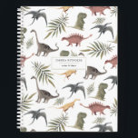 Cheerful Dinosaur Pattern Personalized Journal<br><div class="desc">Design a notebook and make it yours with a personalized message on the cover. We all know that special moment when you choose which notebook to use for a project, which journal you will carry with you to jot down your travel notes in, or which planner you’ll use for the...</div>