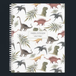 Cheerful Dinosaur Pattern Personalized Journal<br><div class="desc">Design a notebook and make it yours with a personalized message on the cover. We all know that special moment when you choose which notebook to use for a project, which journal you will carry with you to jot down your travel notes in, or which planner you’ll use for the...</div>
