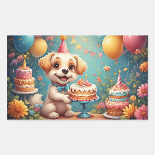 Cheerful Dog Celebrating a Festive Birthday  Sticker