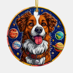 Cheerful dog ceramic ornament