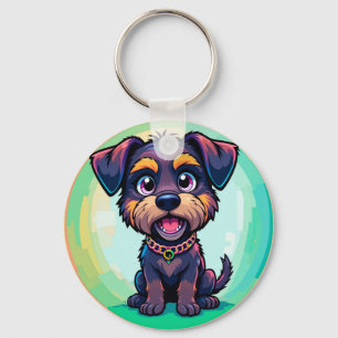 Cheerful Dog Colourful Cartoon Illustration Keychain