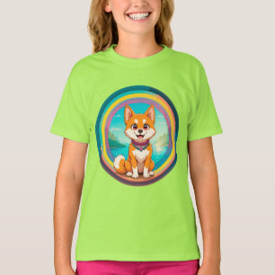 Cheerful Dog Colourful Cartoon Illustration T-Shirt