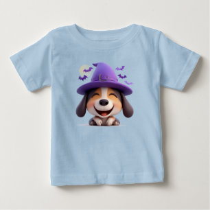 Cheerful Dog Dressed as Witch Hat Baby T-Shirt