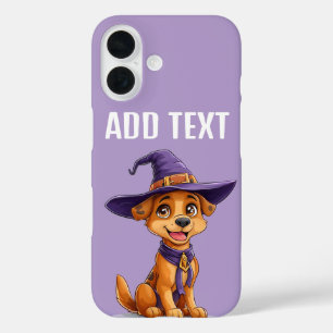 Cheerful Dog Wearing a Witch Hat iPhone 16 Case