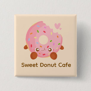 Cheerful Donut With Sprinkles 2 Inch Square Button