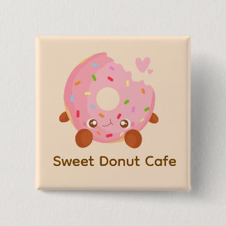 Cheerful Donut With Sprinkles 2 Inch Square Button