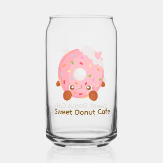 Cheerful Donut With Sprinkles Can Glass