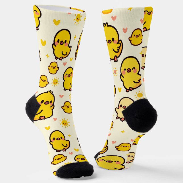 Cheerful Ducks - Adorable Sunshine Ducklings Socks (Angled)