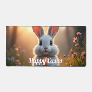 Cheerful Easter Bunny in the Magic of Spring Desk Mat