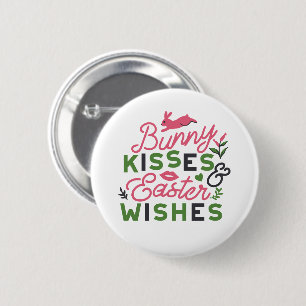 Cheerful Easter Typography - Bunny Kisses 2 Inch Round Button