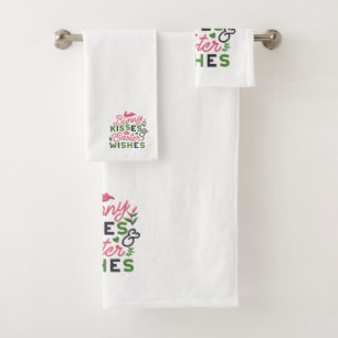 Cheerful Easter Typography - Bunny Kisses and East Bath Towel Set