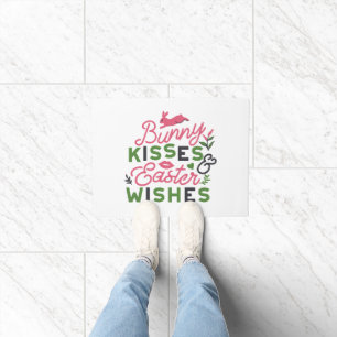 Cheerful Easter Typography - Bunny Kisses Doormat