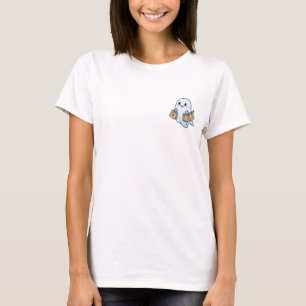 Cheerful Eco-Friendly Ghost with Go Green Grocery T-Shirt