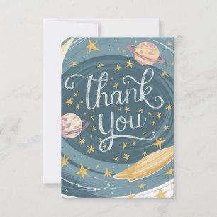 Cheerful Editable Galaxy Celestial Thank You Card