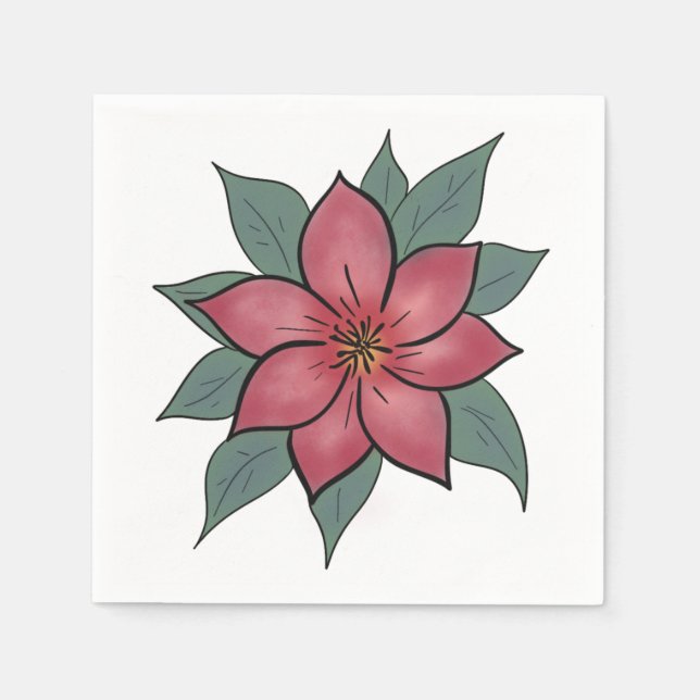 Cheerful Elegant Flower Paper Napkins (Front)