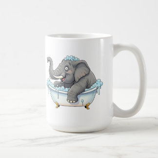Cheerful Elephant Taking a Bubble Bath Coffee Mug