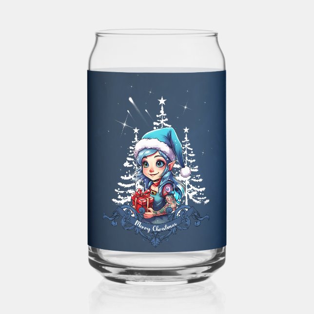 Cheerful elf   can glass (Front)