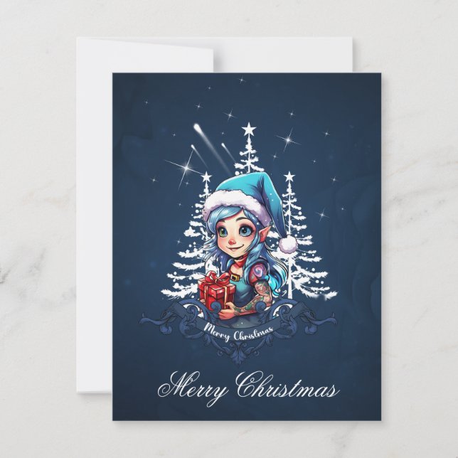 Cheerful elf  holiday card (Front)