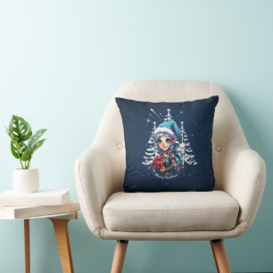 Cheerful elf   throw pillow