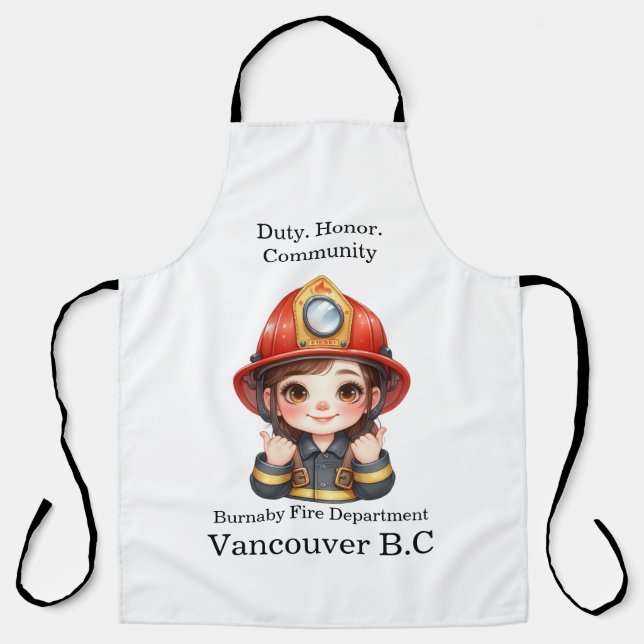 Cheerful firefighter in daylight apron (Front)
