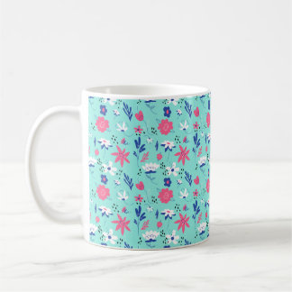 Cheerful floral pattern coffee mug