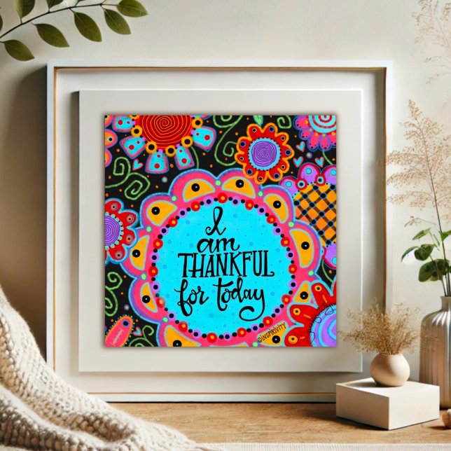 Cheerful Floral Thankful Quote Inspirivity Poster (Creator Uploaded)