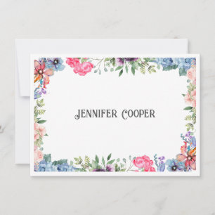 Cheerful Flower Border Custom Name Card
